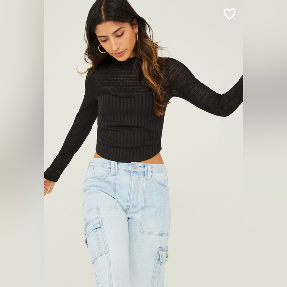 Altar'd State Black Long Sleeve Top